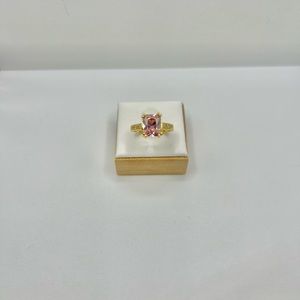 Pink Cz Gold Ring - size 7